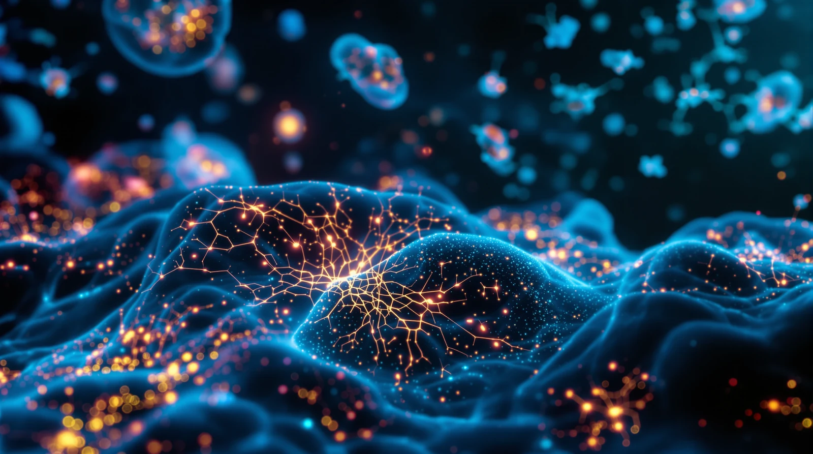 Advanced regenerative medicine laboratory researching TB-500 and Thymosin Beta-4 peptide signaling pathways with cellular repair and actin dynamics visualization.